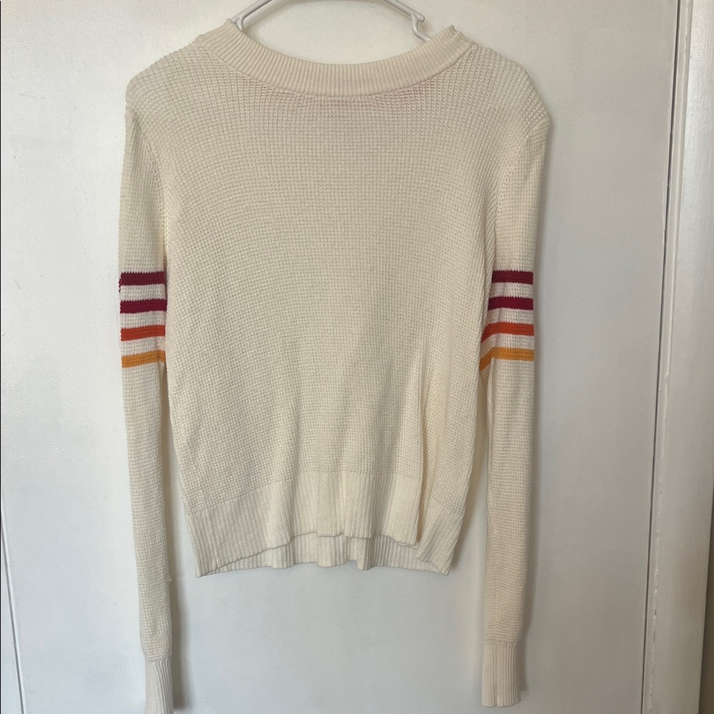 Faherty Cream Sweater with Multicolor Stripes
